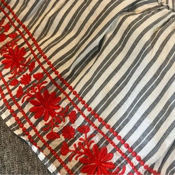 Kate Spade Broome Street Red Floral Embroidered Stripe Tiered Midi Dress S - Picture 5 of 12